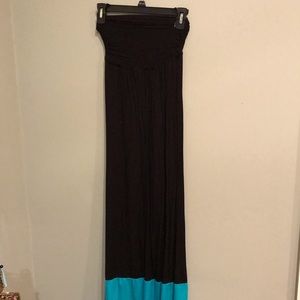 Black Strapless Maxi, Turq Color Block Bottom